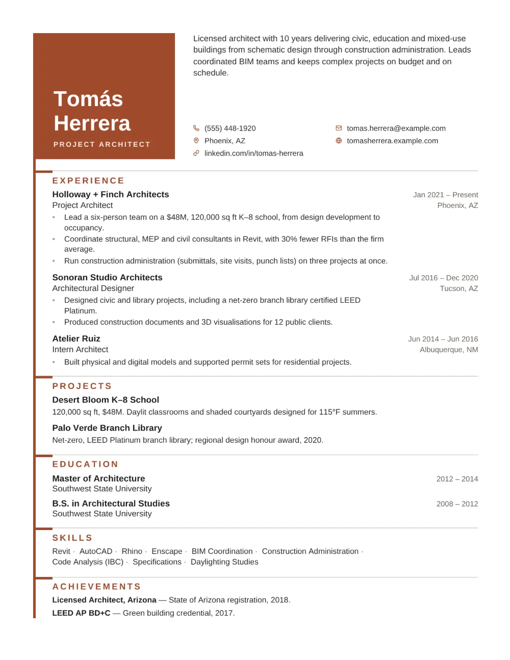 Cornerstone resume template filled in with a sample resume